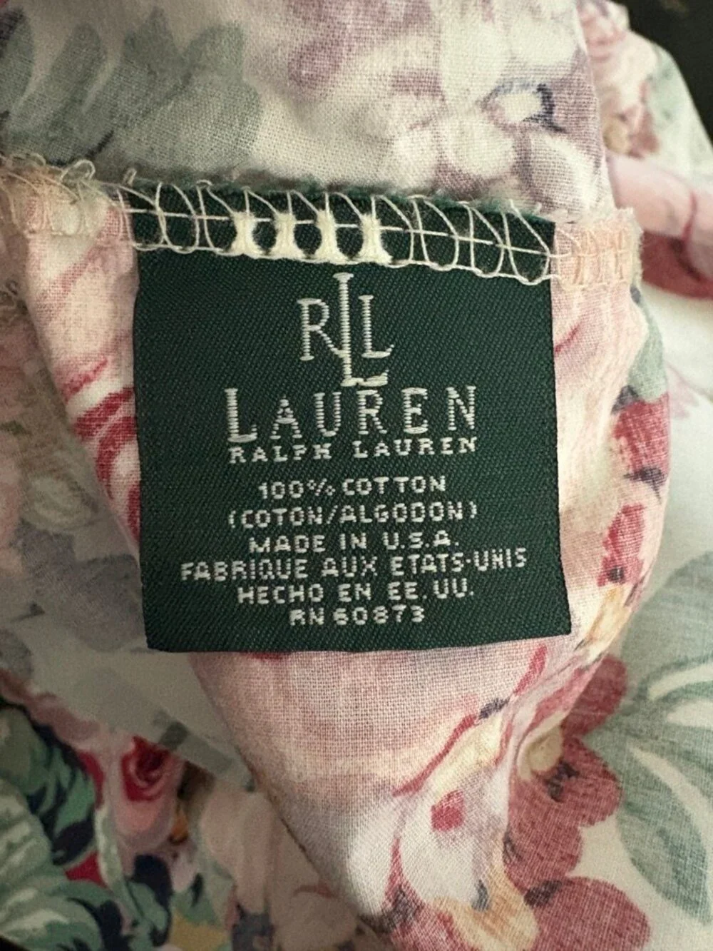 Lauren Ralph Lauren Allison Floral Ruffle Pillowcase Standard 100% Cotton USA